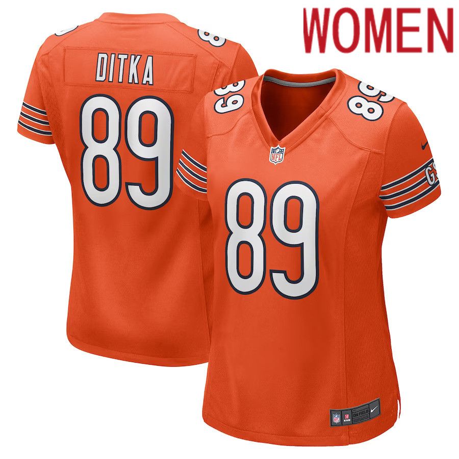 Women Chicago Bears 89 Mike Ditka Nike Orange Retired Player NFL Jersey